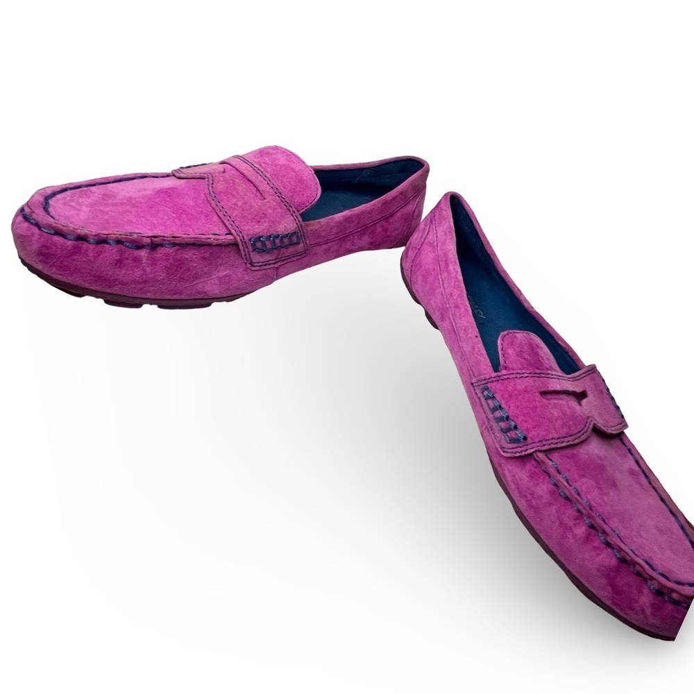 Cynthia Rowley Fuschia Leather Suede Loafers Size 8 - Picture 4 of 8